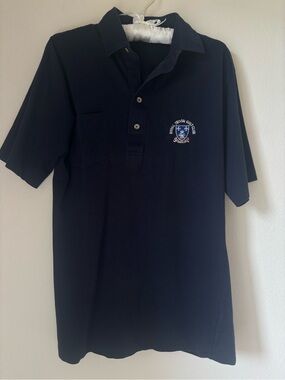 Royal Troon Club Navy Short-Sleeve Polo with Embroidered Crest